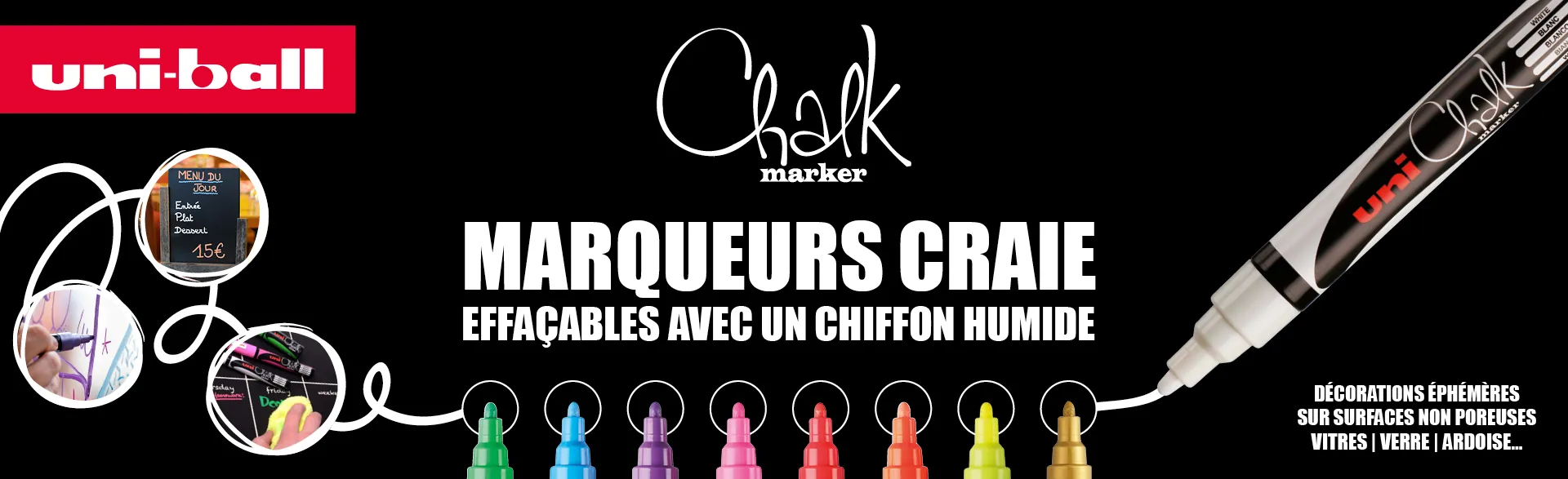 Consultez nos marqueurs craie Uni-ball